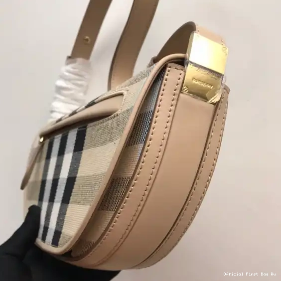 Official First Bag Ru Small Bag Olympia Canvas BURBERRY and Check Leather 0604